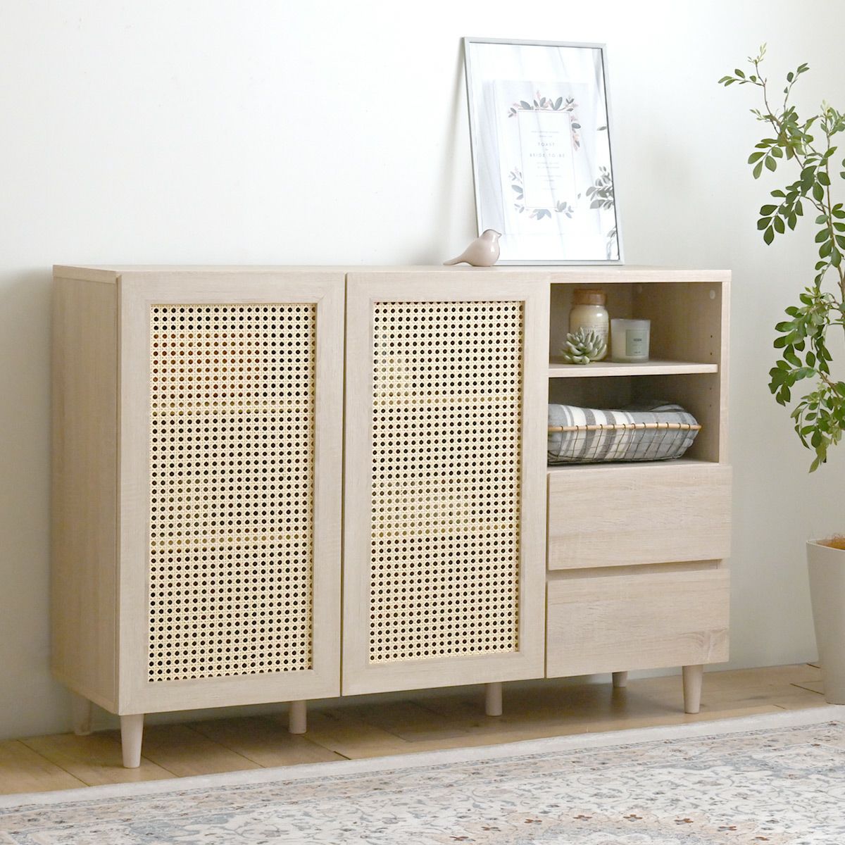 【ノリ】Living House キャビネット NONIER(ノニエ) ラタン調 キャビネット NO82-120C | SESAME家具インテリア