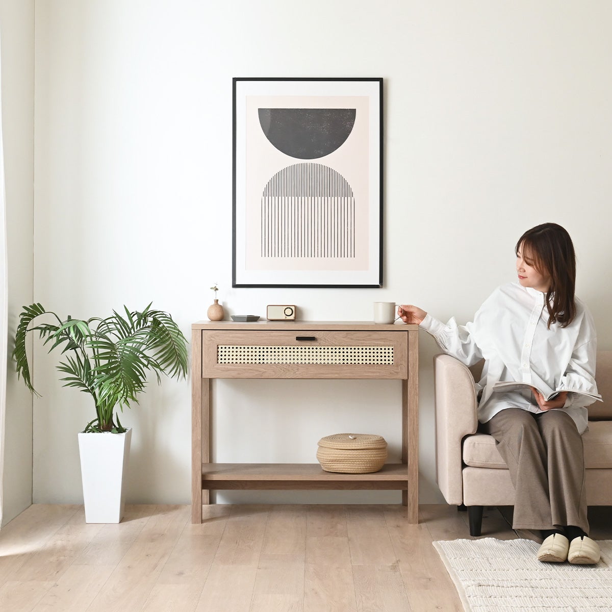 NONIER(ノニエ) ラタン調 コンソールテーブル NO75-85T | SESAME家具
